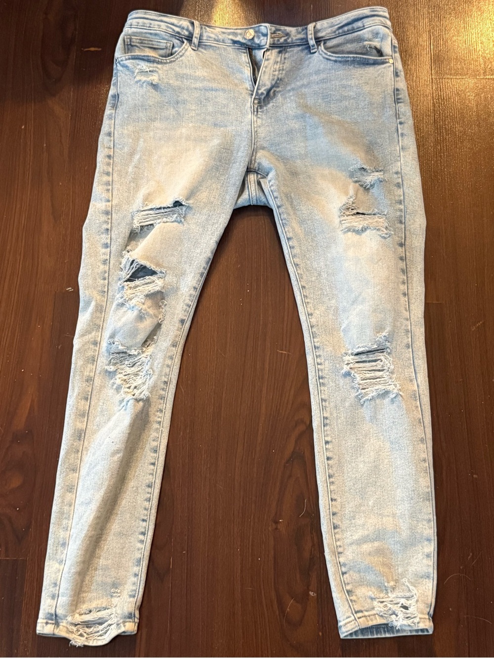 GUESS Los Angeles Distressed Skinny Jeans Light Wash 31x28 Men Stretch Denim